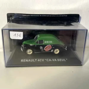 Pubblicità della Renault 4 CV verde e nera per il lucido da scarpe "Va da solo"