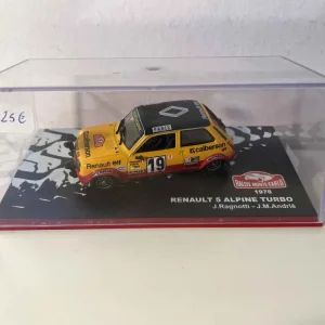 Renault 5 Alpine Turbo gialla e tetto nero numero 19 - Rally di Monte Carlo 1978