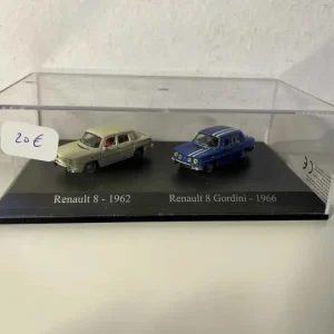 Renault 8 beige del 1962 + Renault 8 Gordini blu del 1966 (scala HO)