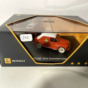 Renault 4 CV commerciale arancione e tetto bianco con logo Renault (scatola rettangolare)