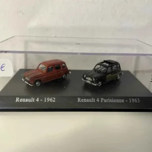 Renault 4 marrone del 1962 + Renault 4 Parisienne verde e nera del 1963 (scala HO)