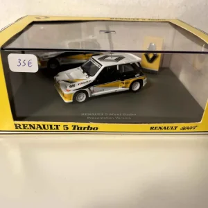 Renault 5 Maxi Turbo bianca, gialla e nera - versione di presentazione (scatola rettangolare)
