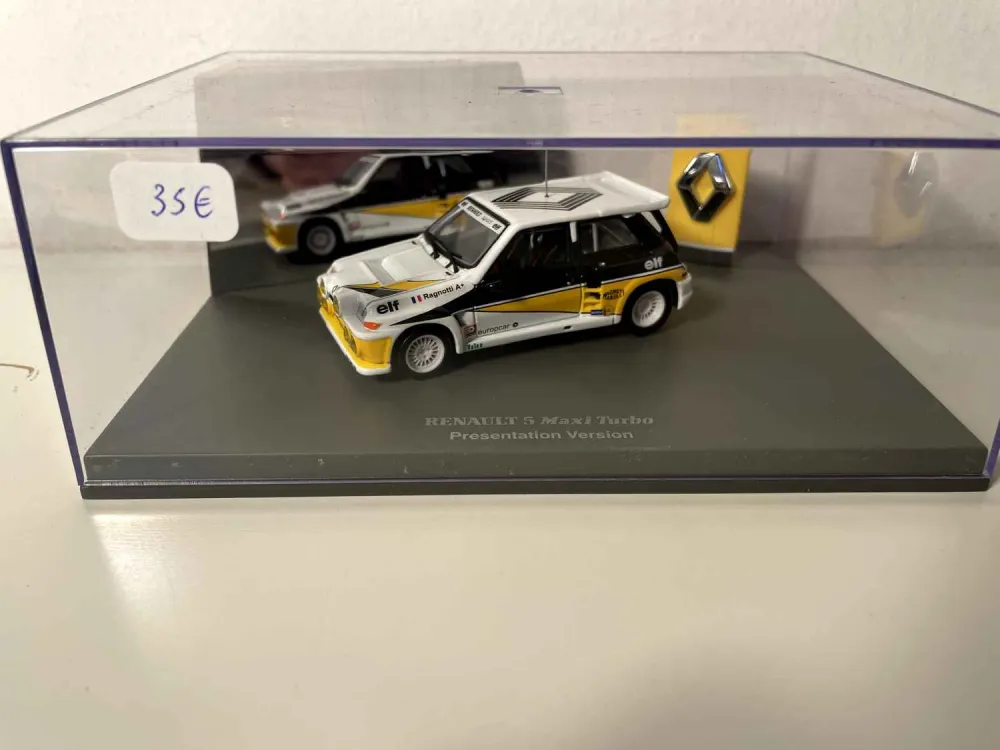 Renault 5 Maxi Turbo bianca, gialla e nera - versione di presentazione (scatola rettangolare)