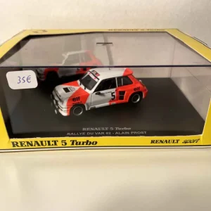 Renault 5 Turbo bianca e arancione numero 5 - Rally del Var 1982 - Alain Prost (cofanetto rettangolare)