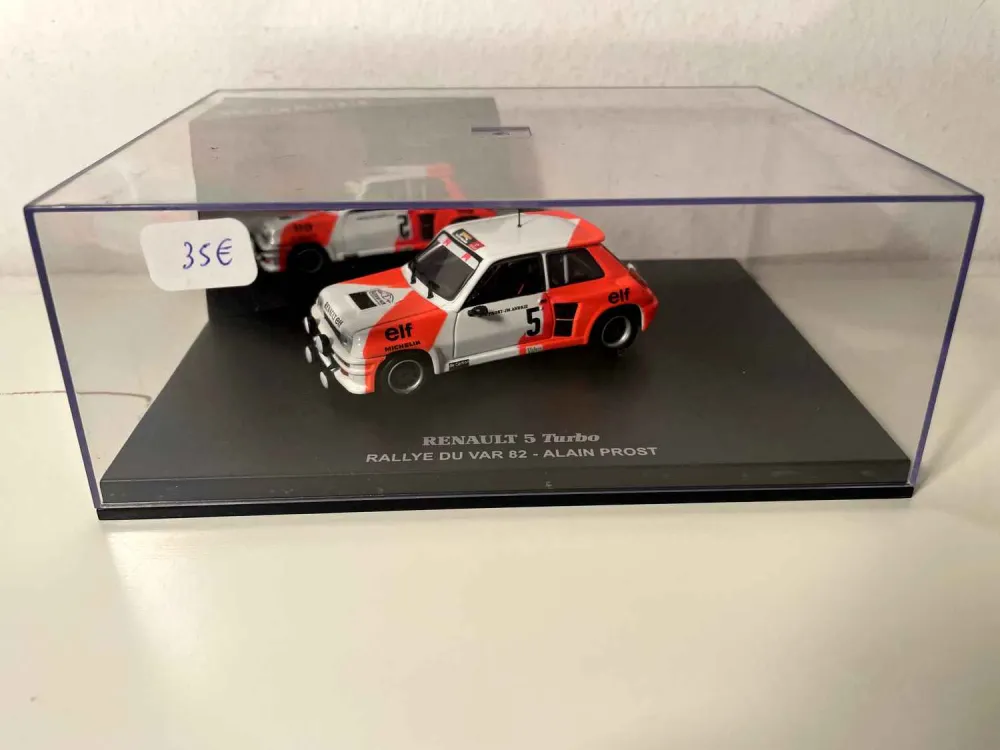 Renault 5 Turbo bianca e arancione numero 5 - Rally del Var 1982 - Alain Prost (cofanetto rettangolare)