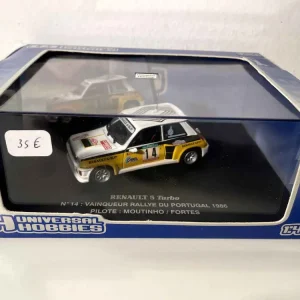 Renault 5 Turbo bianca e gialla numero 14 - Rally del Portogallo 1986 (cofanetto rettangolare)