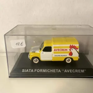 Seat Formicheta (Siata Formicheta) gialla e bianca con pubblicità AvecREM - GALLINA BLANCA