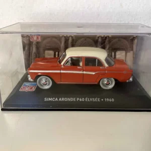 SIMCA Aronde P60 Elysée rossa - tetto arancione e beige del 1960