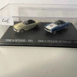 Simca Océane giallo/beige del 1961 + Simca Océane Butagaz blu e bianca del 1960 (scala HO)
