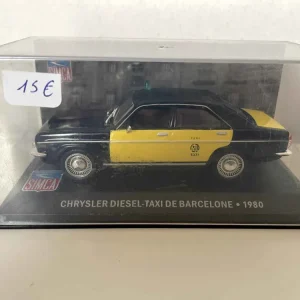 Taxi SIMCA Chrysler Diesel giallo e nero di Barcellona del 1980