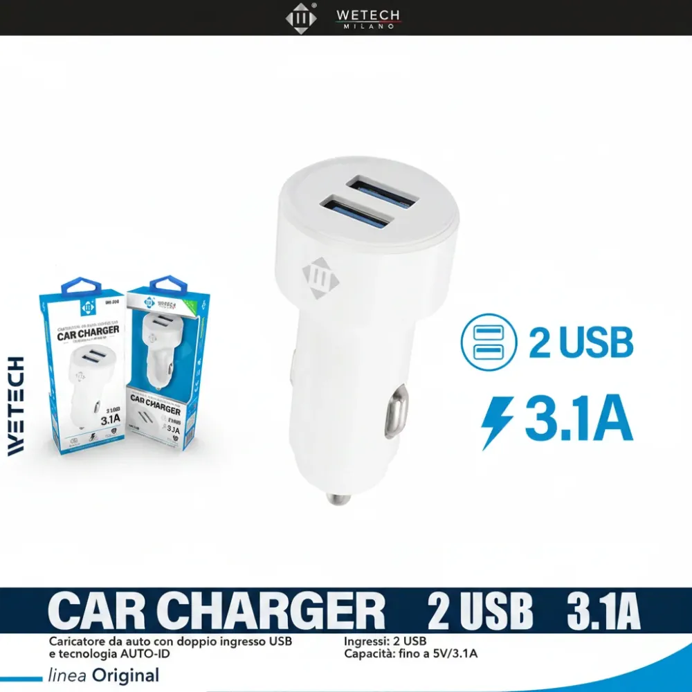Wetech Adattatore Auto Caricatore Da Auto 2Usb 3.1A