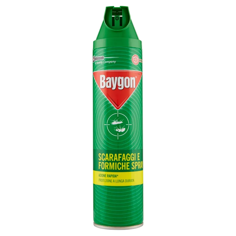 Baygon Insetticida Scarafaggi & Formiche Spray 400ml - Elimina Rapidamente, Protezione Fino 2 Settimane, Anti Insetti Stri...