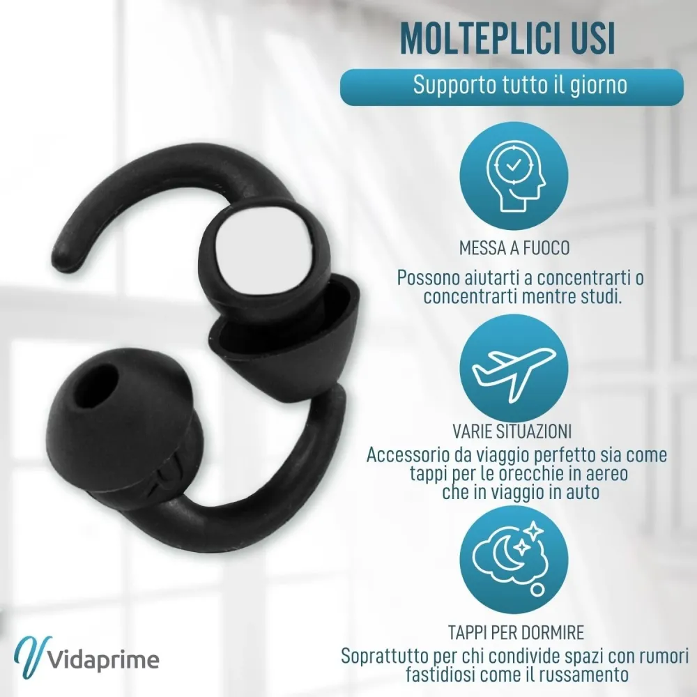 Tappi per Orecchie Anti Rumore per Dormire | Confezione da 2 Unità
