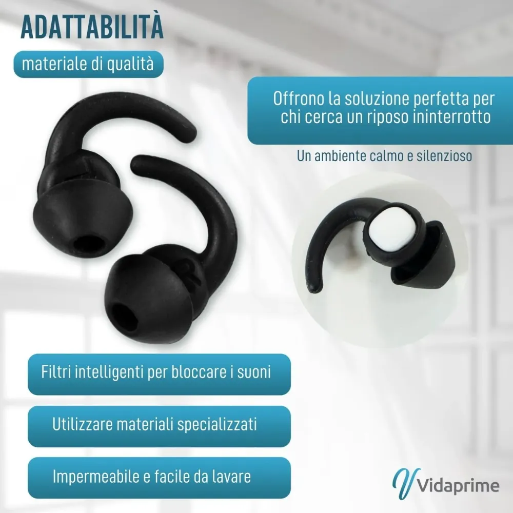 Tappi per Orecchie Anti Rumore per Dormire | Confezione da 2 Unità
