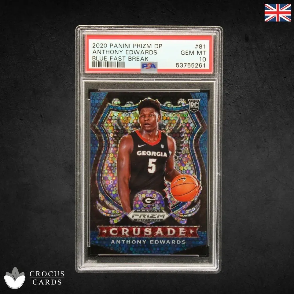 Panini Prizm DP 2020 - Anthony Edwards Rookie Blue Fast Break /175 - PSA 10