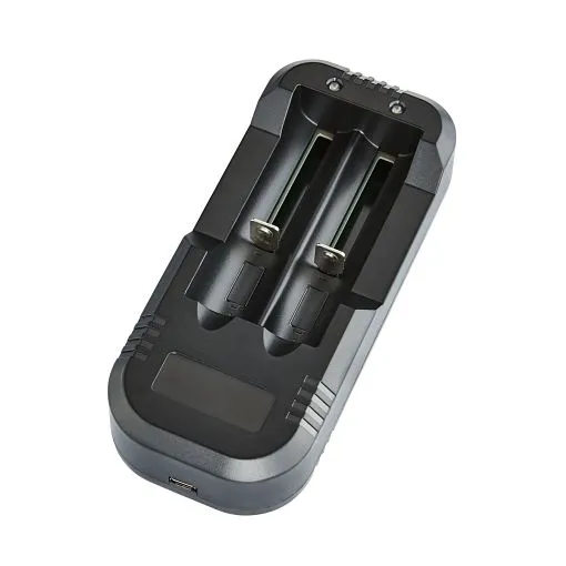 Walimex pro caricatore doppio per batteria 18650 18350 21423