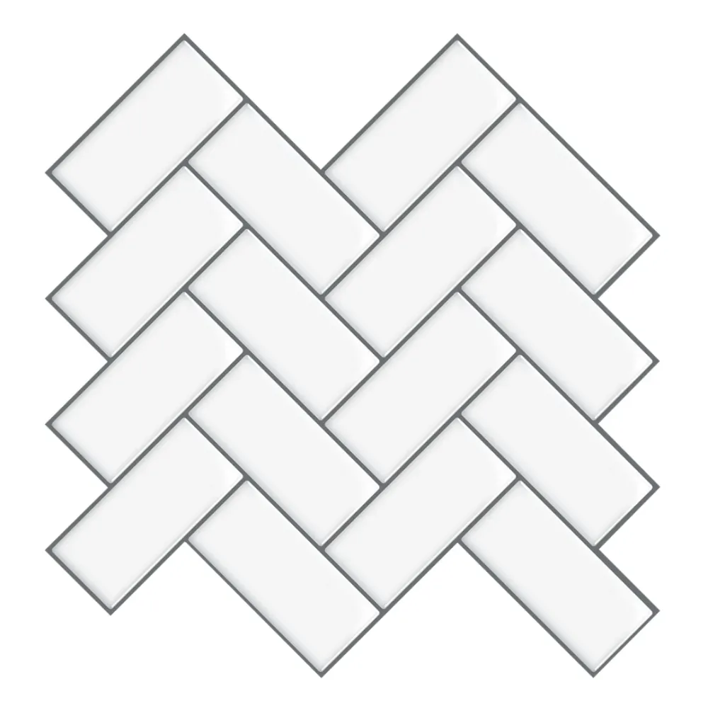 Biscotto Filettato Acciaio White Herringbone Peel and Stick Backsplash Tile - Thicker Design