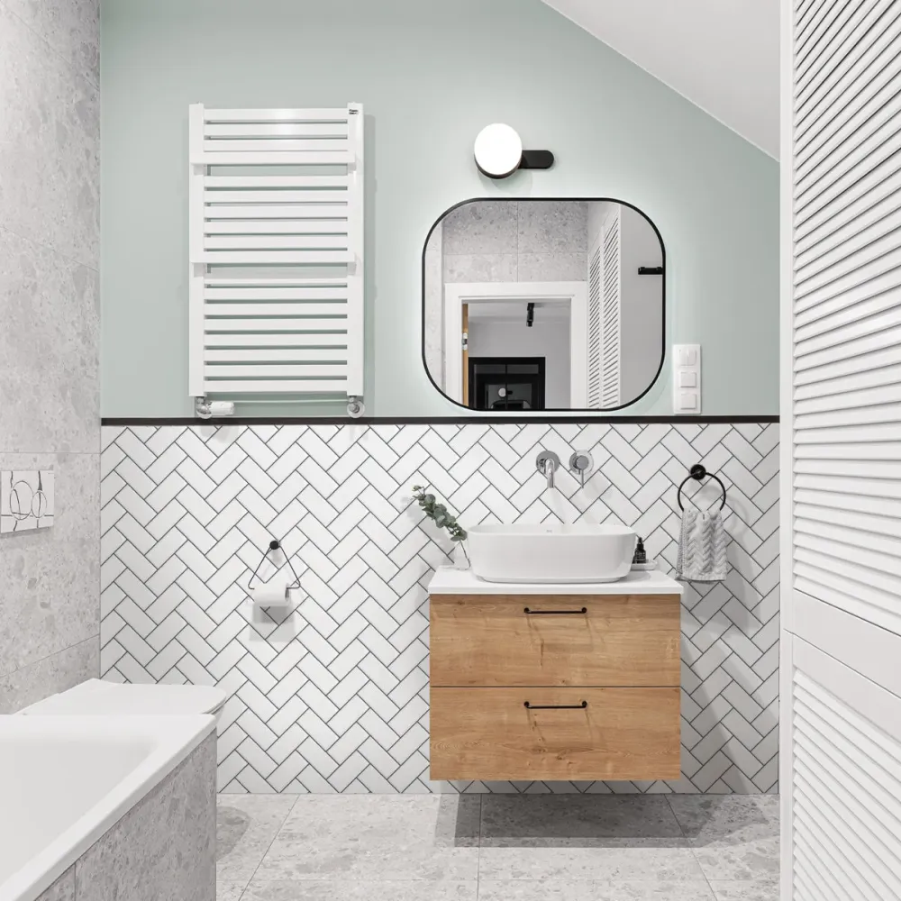 Biscotto Filettato Acciaio White Herringbone Peel and Stick Backsplash Tile - Thicker Design
