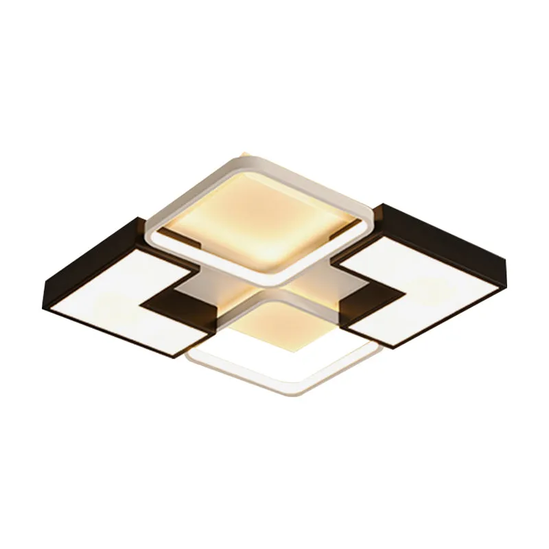 Agevole plafoniera da incasso quadrata/rettangolare metallo LED nera da incasso soffitto per camera da letto, larghezza 20...
