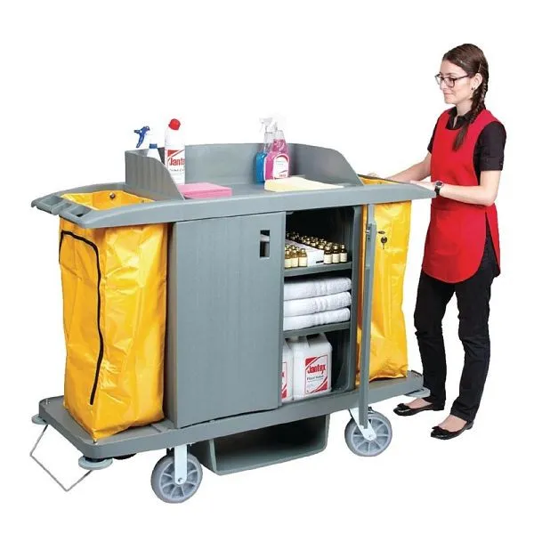 Carrello Jantex pulizia con 2 sacchetti e porte DL012 con Maniglia Regolabile