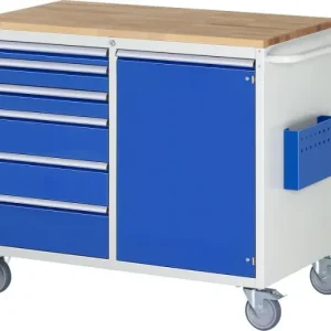 Carrello da montaggio RAU collezione 7000 L1145xP650xH975mm piano di lavoro faggio massiccio cassetti sinistri H60 2xH90 2...
