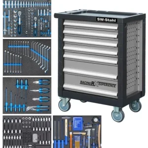 Carrello da officina acciaio SW attrezzato 347 pezzi Z3705 per Magazzino