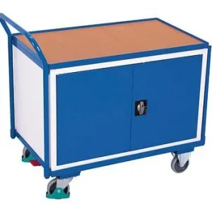 Carrello da officina DENIOS della linea classica con 1 zona di carico e porta doppia anta 271537 con Maniglia Regolabile