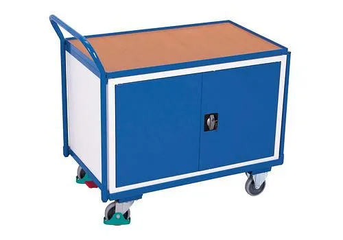 Carrello da officina DENIOS della linea classica con 1 zona di carico e porta doppia anta 271537 con Maniglia Regolabile