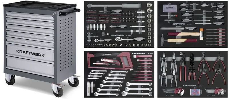 Carrello da officina Kraftwerk BT700 337 pezzi 102.117.103 per Movimentazione Merci