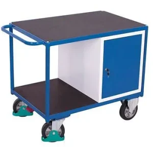 Carrello da officina per carichi pesanti DENIOS classic-line con 2 aree di carico e porta battente larghezza 1390 mm 27154...