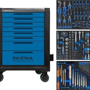 Carrello da officina professionale SW-Stahl TT801 blu attrezzato 213 pezzi Z3116 per Movimentazione Merci
