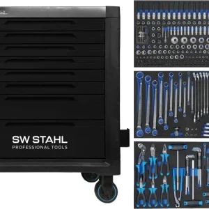 Carrello da officina professionale SW-Stahl TT802 nero attrezzato 304 pezzi Z3209 Dimensioni 1200x800 mm