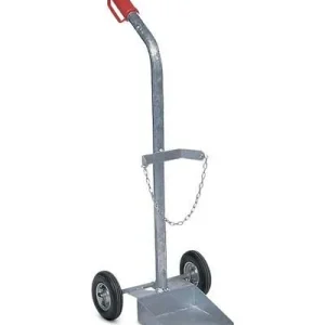 Carrello per bombole acciaio DENIOS GFR-1 per 1 bombola di gas (Ø 250 mm) pneumatici 115-201 | Altezza Regolabile |