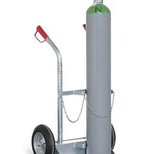 Carrello per bombole acciaio DENIOS GFR-2 per 2 bombole di gas (Ø 250 mm) pneumatici ad aria 115-203 Made Italy