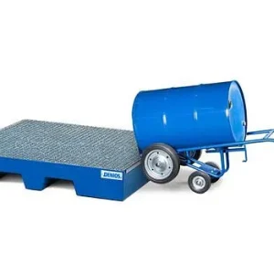 Carrello per fusti DENIOS FKR-S2 acciaio verniciato pneumatici gomma piena 2 ruote di supporto per fusti da 200/220 l cond...