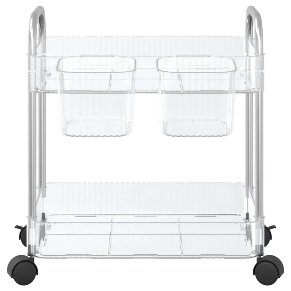 Carrello Portaoggetti 2 Livelli 37x28x43,5 cm Acrilico con Freni di Sicurezza