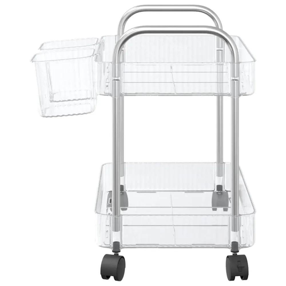 Carrello Portaoggetti 2 Livelli 37x28x43,5 cm Acrilico con Freni di Sicurezza