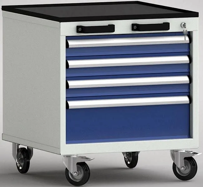 Carrello portautensili qualità KLW - 572 x 655 x 650 mm L x P x con bordo rialzato su 4 lati FEA0500-04ESV-001 Portata Mas...