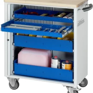 Carrello portautensili RAU collezione adlatus modello 7250 L725 x P400 x A860 mm incluso un piano di lavoro faggio massicc...