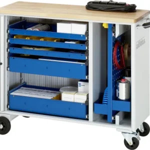 Carrello portautensili RAU collezione adlatus modello 10050 L1025 x P400 x A860 mm incluso un piano di lavoro faggio massi...