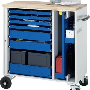 Carrello portautensili RAU collezione adlatus modello 10660 L1025 x P520 x A1080 mm incluso un piano di lavoro faggio mass...