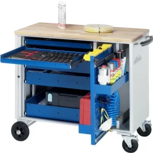 Carrello portautensili RAU collezione adlatus modello 10210 L1025 x P520 x A890 mm incluso un piano di lavoro faggio massi...