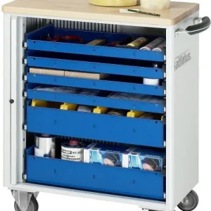 Carrello portautensili RAU collezione adlatus modello 7255 L725 x P400 x A860 mm incluso un piano di lavoro faggio massicc...