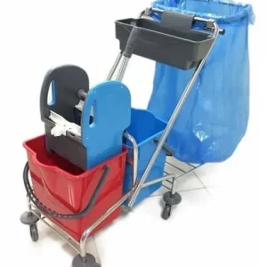Carrello professionale doppio/tergicristallo RMV Diversi 2 x 18 litri con ripiano e porta sacco spazzatura RMV10.008 con R...