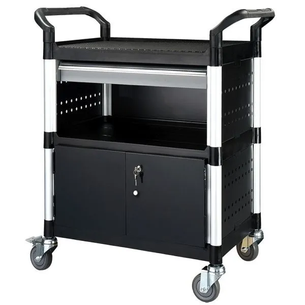 Carrello di servizio / carrello versatile Krauss Werkstatt con porta girevole chiudibile centrale lamiera d'accia...