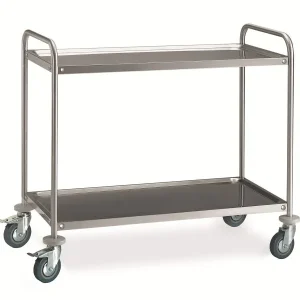 Carrello di servizio Locher 2 ripiani rotelle antiurto 122850 | Altezza Regolabile |
