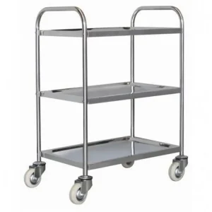 Carrello di servizio 3 ripiani acciaio inox con Freni di Sicurezza