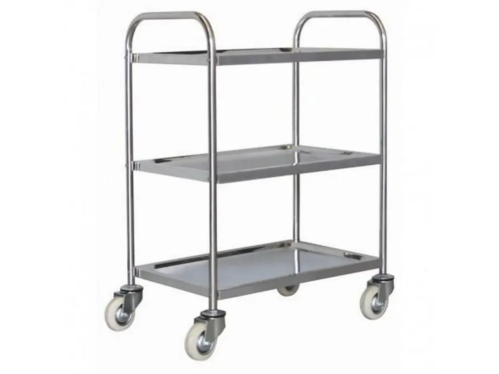 Carrello di servizio 3 ripiani acciaio inox con Freni di Sicurezza