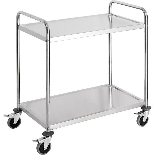Carrello da servizio Stalgast acciaio inossidabile con due ripiani 860 x 540 x 920 mm (LxPxA) LT0705002 | Altezza Regolabi...