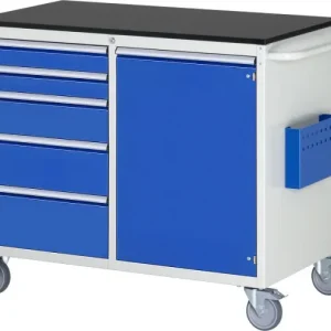 Certificato CE Carrello da montaggio RAU collezione 7000 L1145xP650xH970mm piano di lavoro rivestito resina melamminica si...